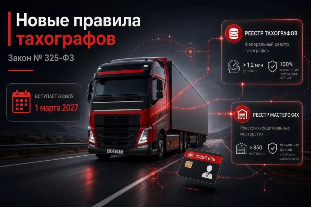 Новые правила тахографов с 1 марта 2027 года: что изменится для автопарков по закону № 325-ФЗ